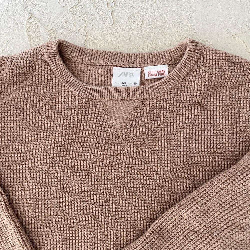 Zara mauve waffle Knit cotton Sweater and ankle Pants Set - Picture 3 of 6
